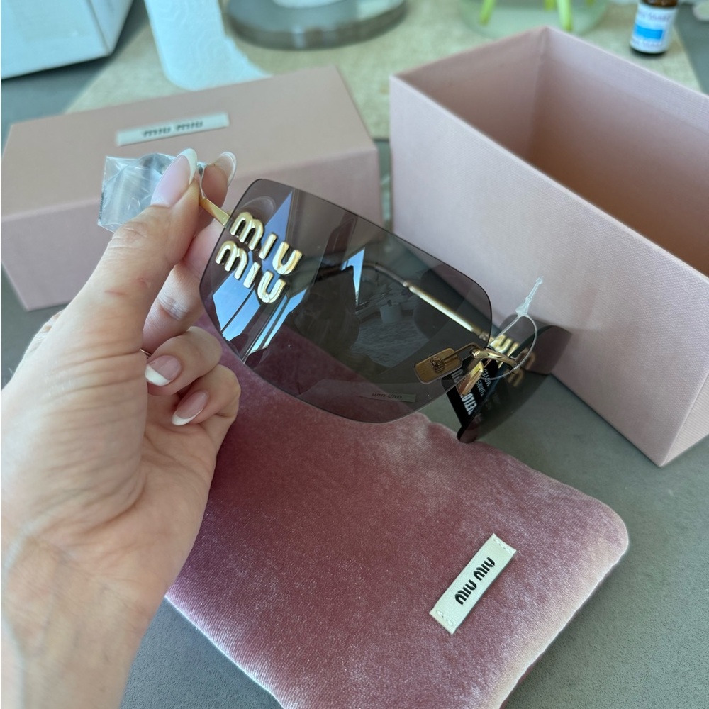 Miu Miu MU54YS pink gold Oversized Sunglasses